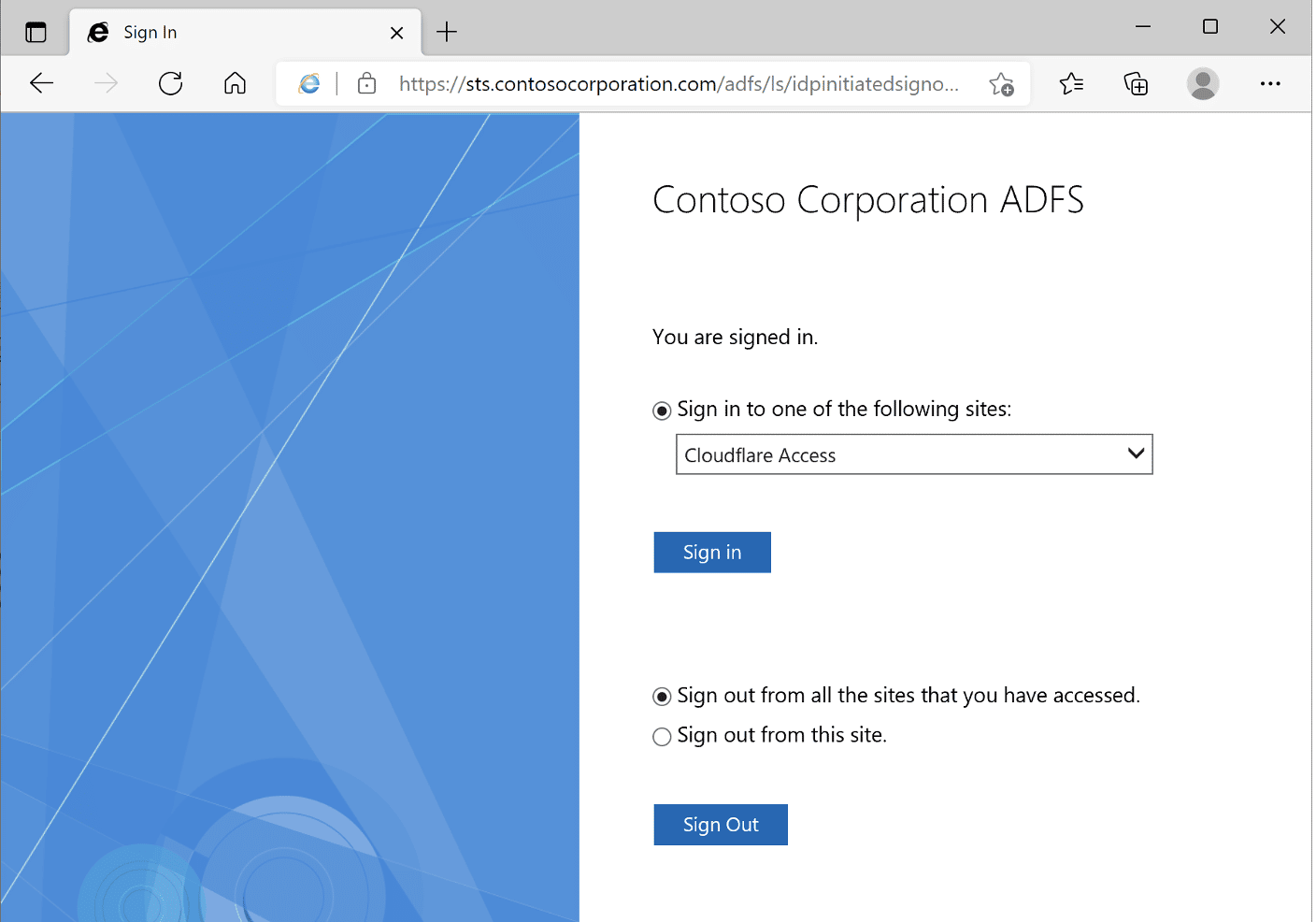 Successful authentication