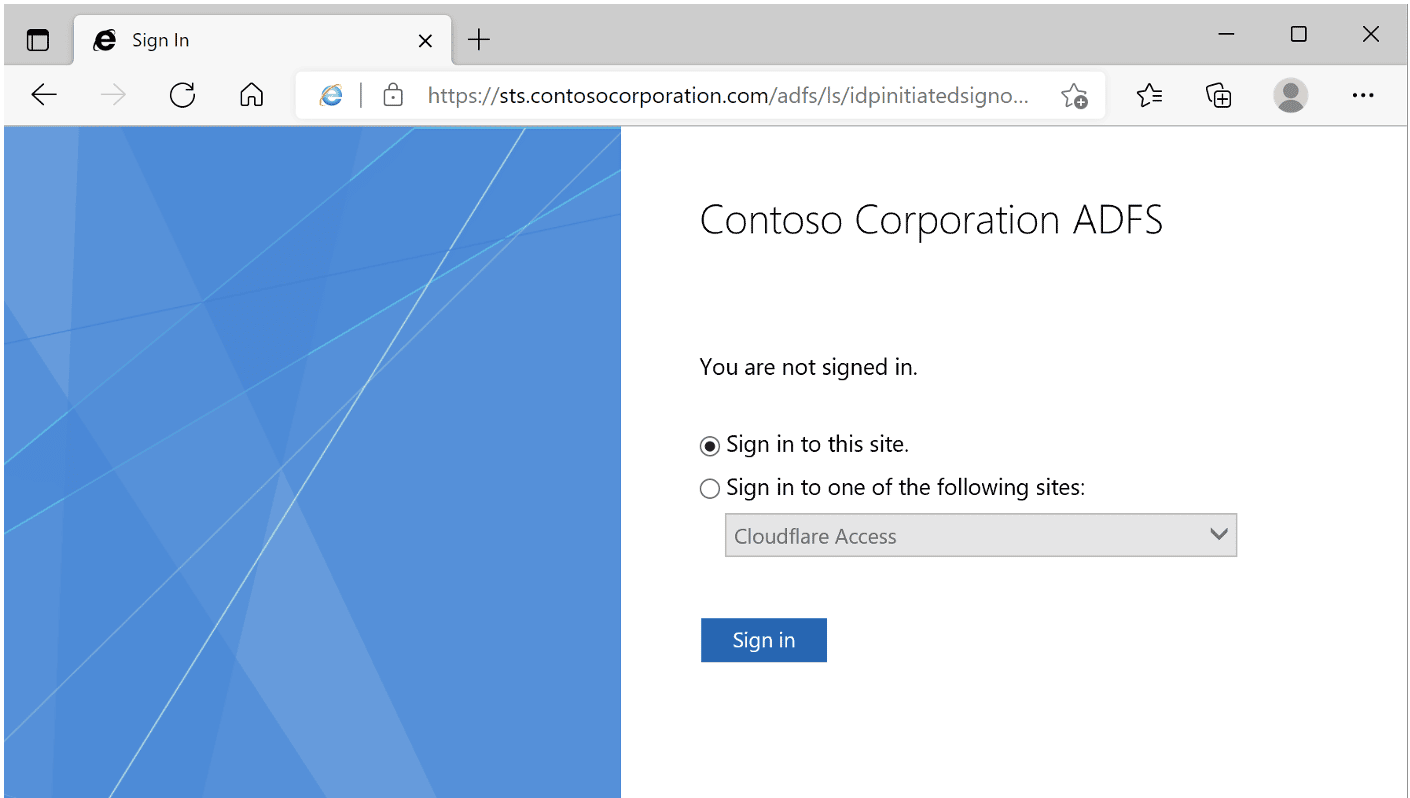 ADFS sign in page