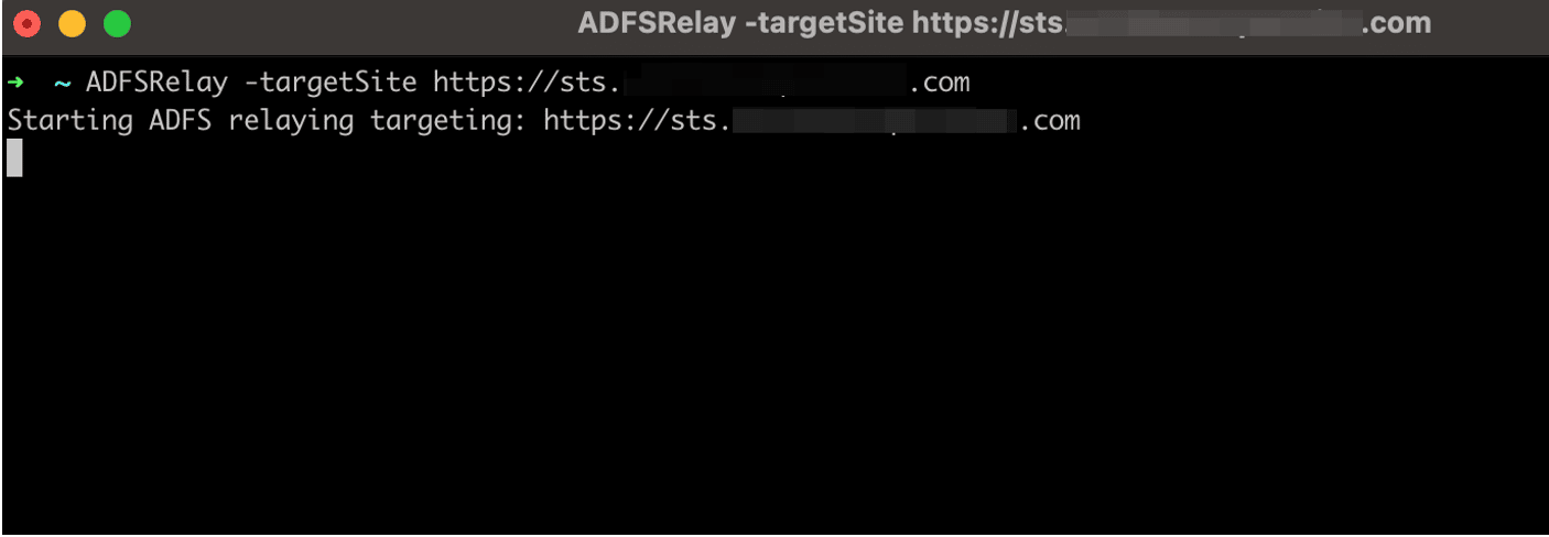 Invoking the ADFSRelay utility targeting my local ADFS server