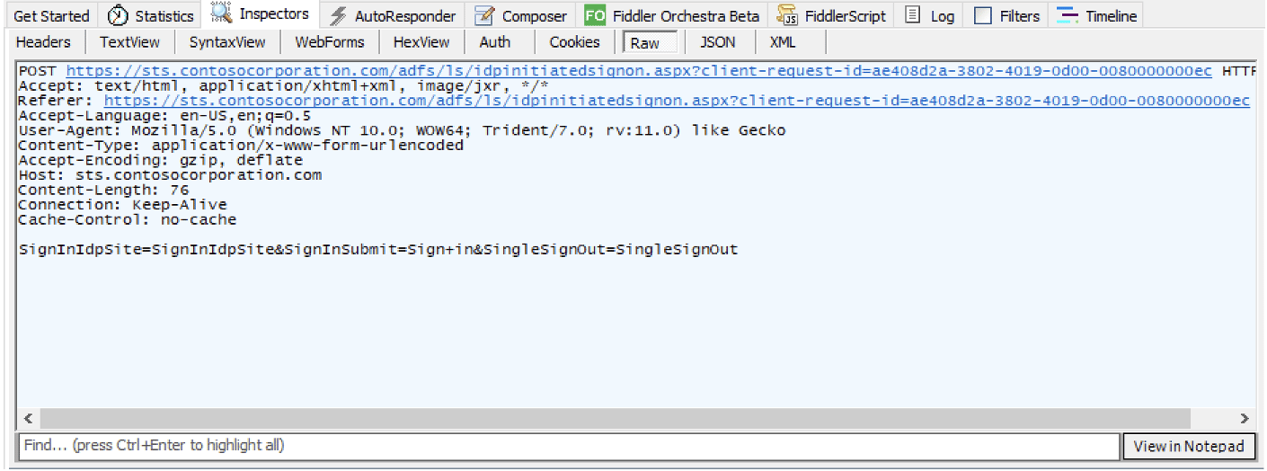 POST request from the web browser to sign-in endpoint