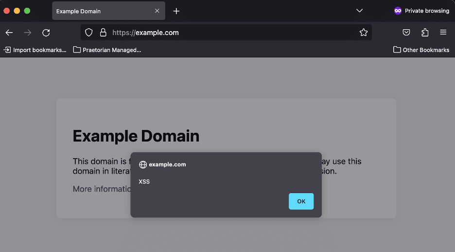 An example screenshot showing what would have been observed on the targeted site