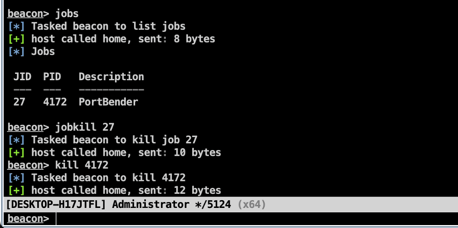 Stopping PortBender with jobkill and kill commands