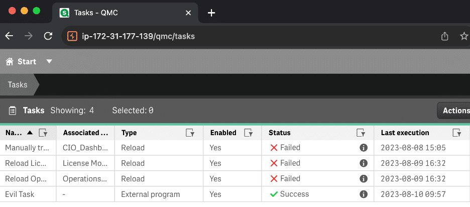 The request smuggling issue was leveraged to create an external program task named "Evil Task" which created a file named evil.txt in the Windows temp directory