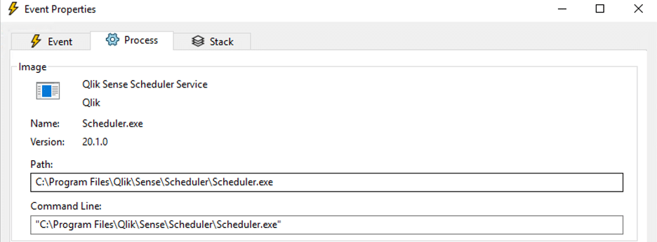 The full path of the Scheduler.exe service from the event observed previously in ProcMon
